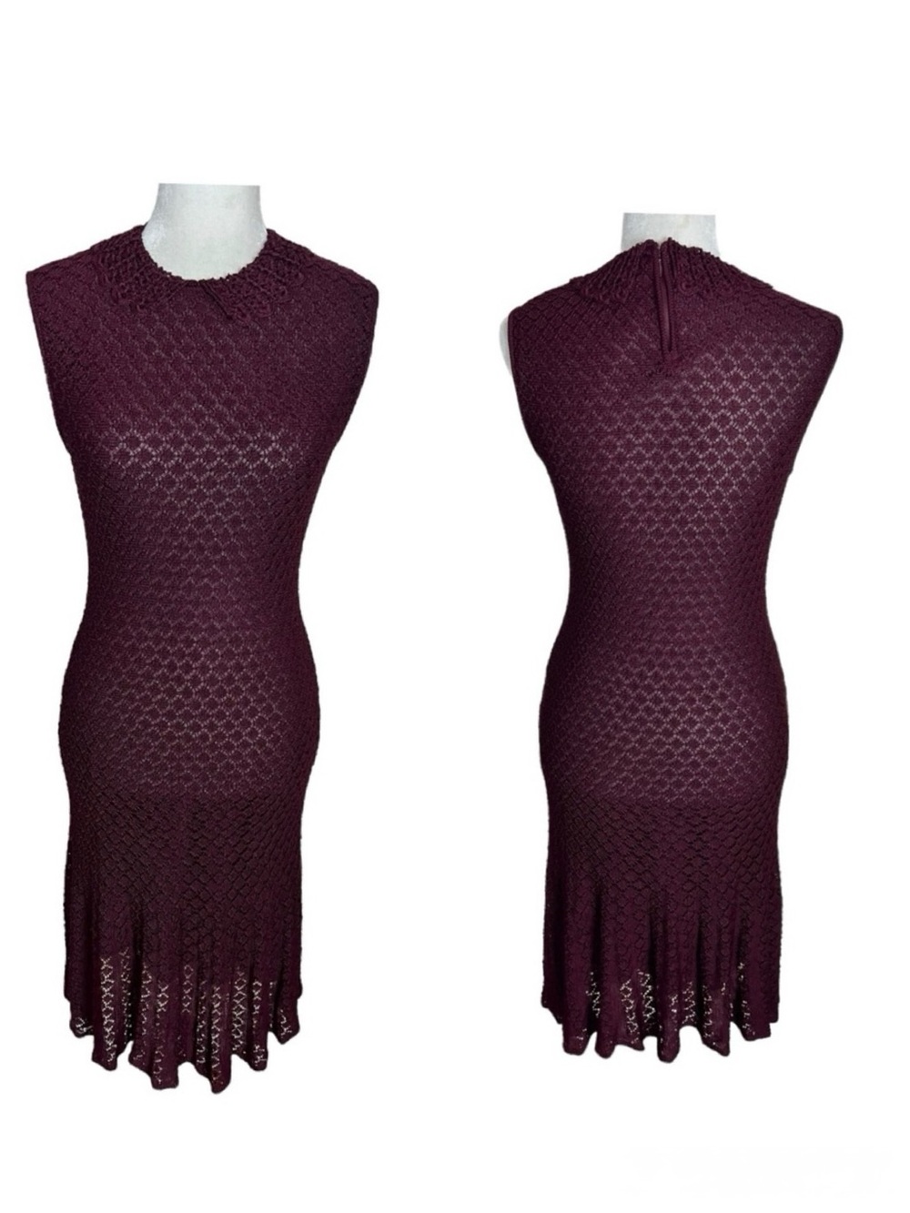 Kate Spade Knit Crochet Dress Size Small Burgundy